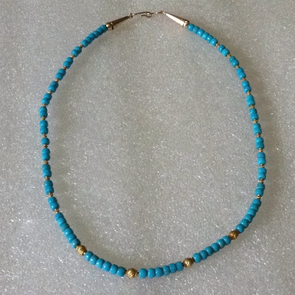 22k Jewelry - 22 K gold  turquoise necklace